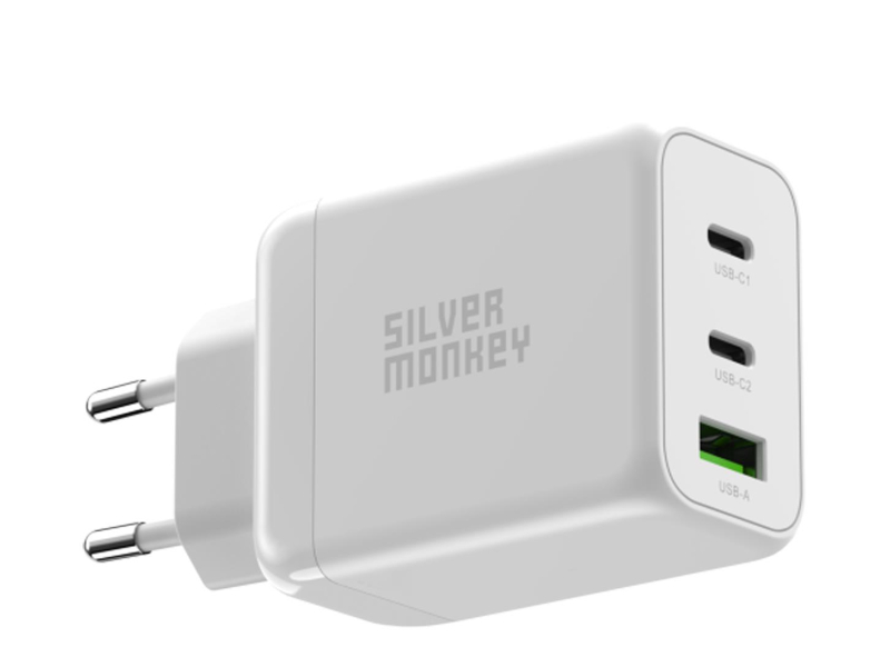Silver Monkey Ładowarka sieciowa GAN 65W USB-C PD USB A QC 3.0
